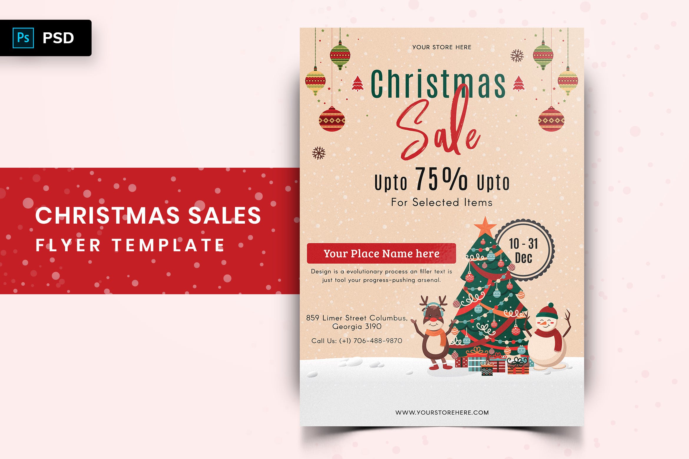 圣诞节优惠促销活动海报传单模板v04 Christmas Offer Sales Flyer-04插图
