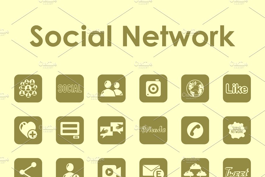 一组简单社交应用图标集 social network simple icons插图