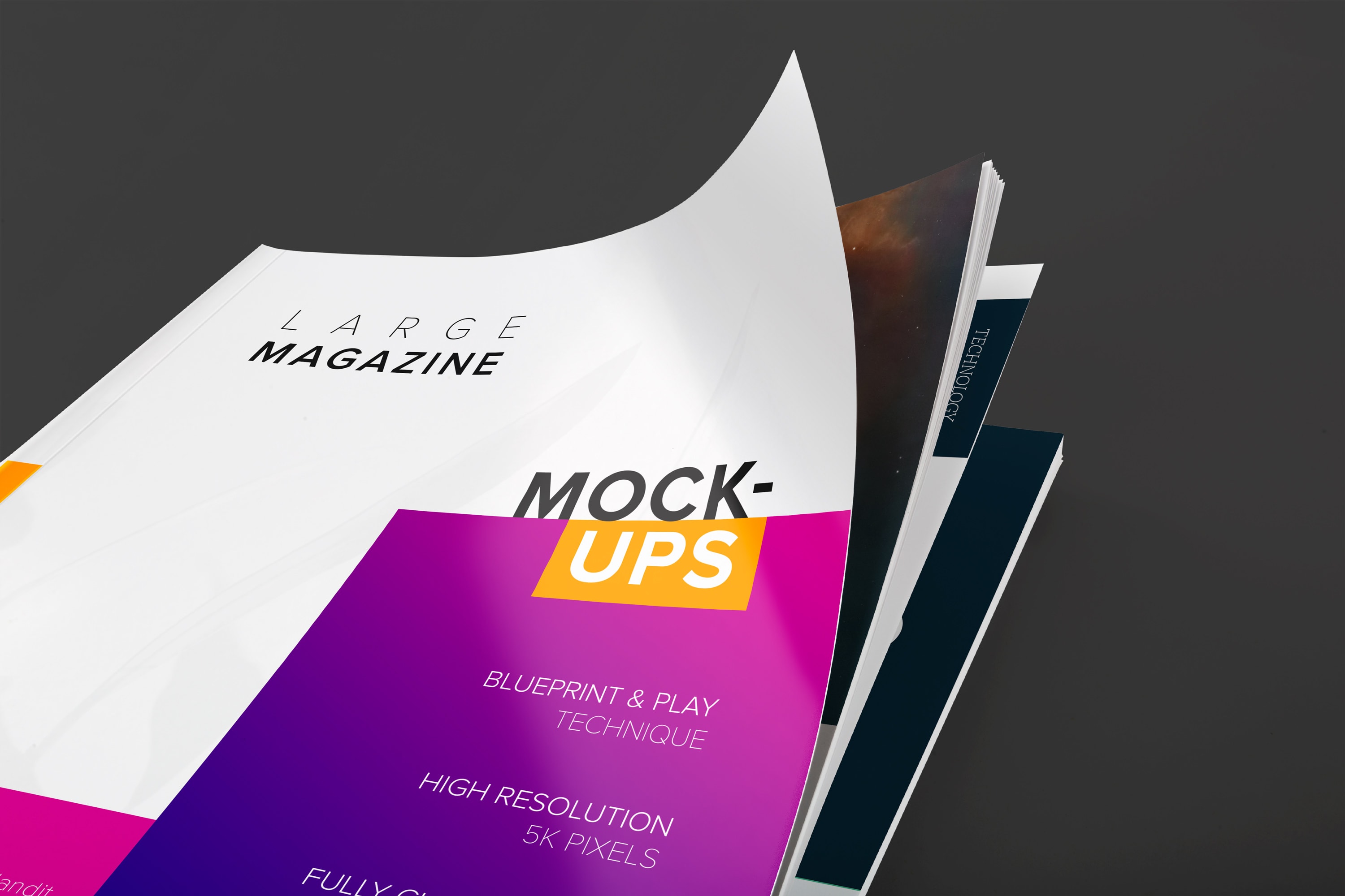 大型杂志封面设计特写视图样机模板01 Large Magazine Cover Close Up View Mockup 01插图2