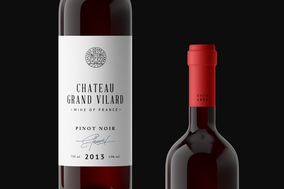 高档葡萄酒外观设计样机 Wine Packaging Mockups插图(14)