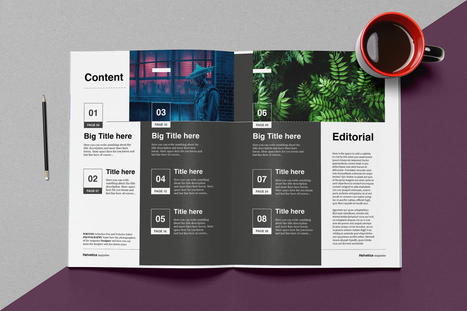 时尚行业产品评测杂志Indesign模板下载 Helvetica Magazine Indesign Template插图2