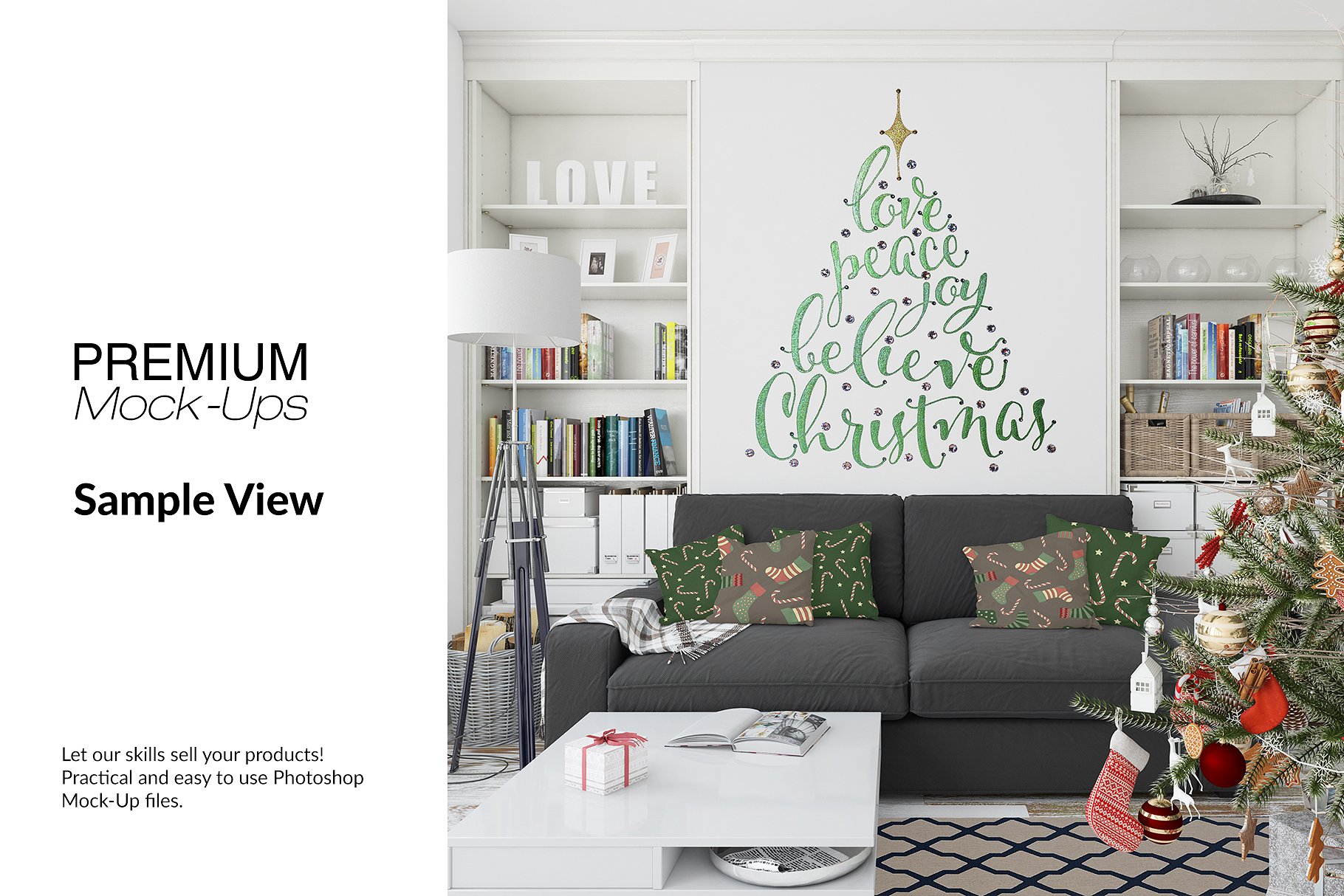 圣诞节客厅装饰展示样机套装 Christmas Living Room Set [psd,jpg]插图(6)