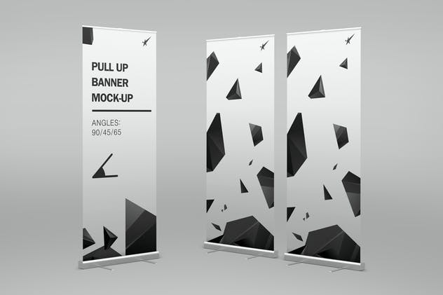招聘/开业/宣传易拉宝海报设计样机模板 Pull-Up Banner Stand Mock-Up插图1