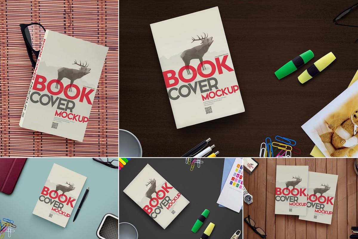 简装书籍封面样机设计模板 Book Mockups插图