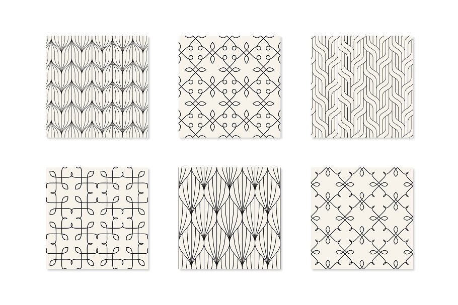 新艺术主义无缝图案花纹 Art Nouveau Seamless Patterns Set插图(2)