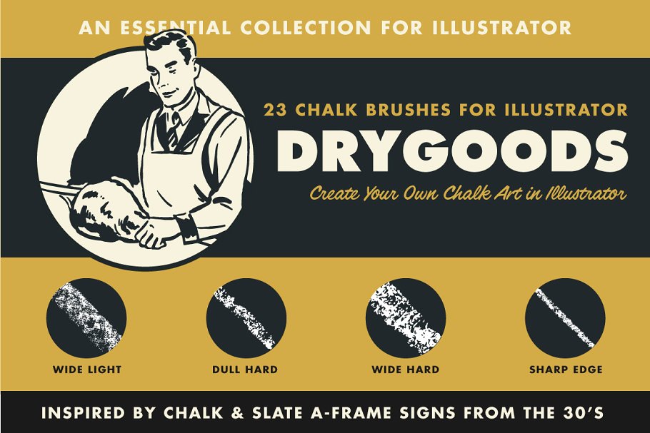 纺织风格粉笔笔画AI笔刷 DryGoods | Chalk Brushes for AI插图