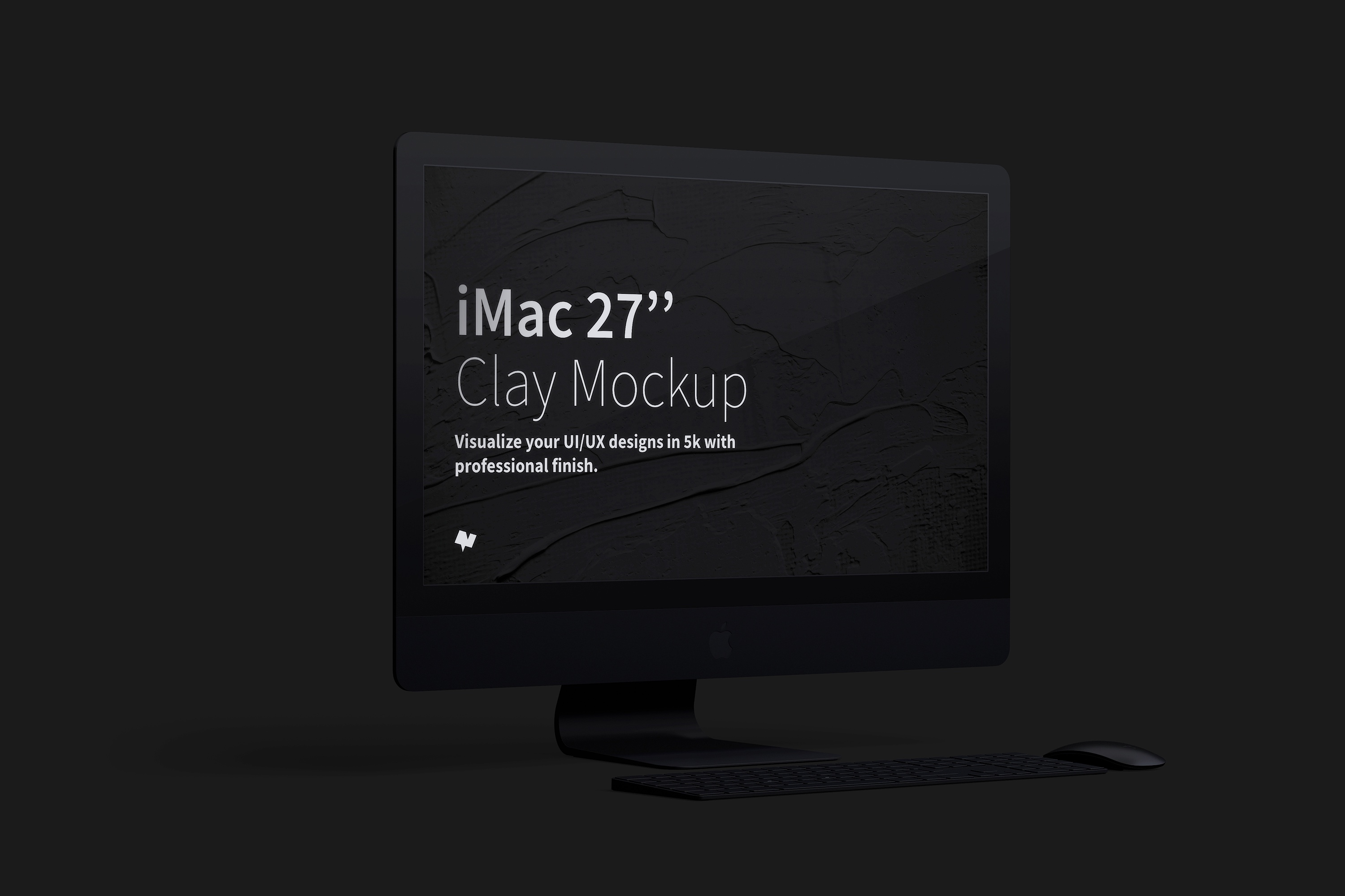 27寸苹果一体机iMac屏幕界面设计左视图样机 Clay iMac 27” Mockup, Left View插图(1)
