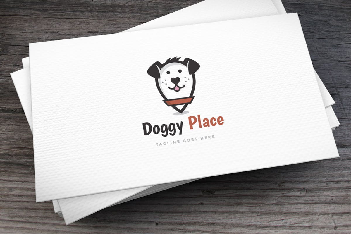 宠物店宠物照料Logo徽标设计模板 Doggy Place Logo Template插图