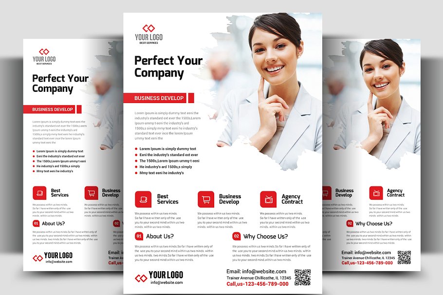 企业商务项目介绍宣传单设计模板 Flyer Design Bundle插图(1)