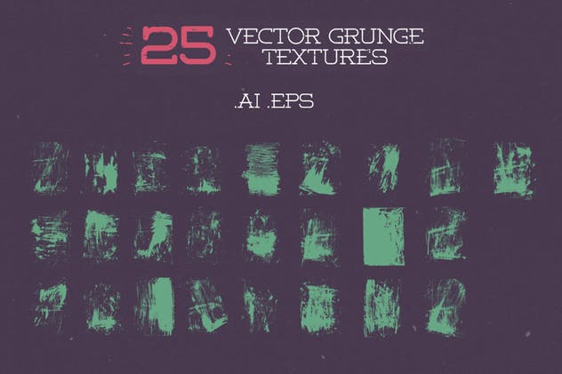 矢量粗糙Grunge风格纹理素材 25 Vector Grunge Textures插图2