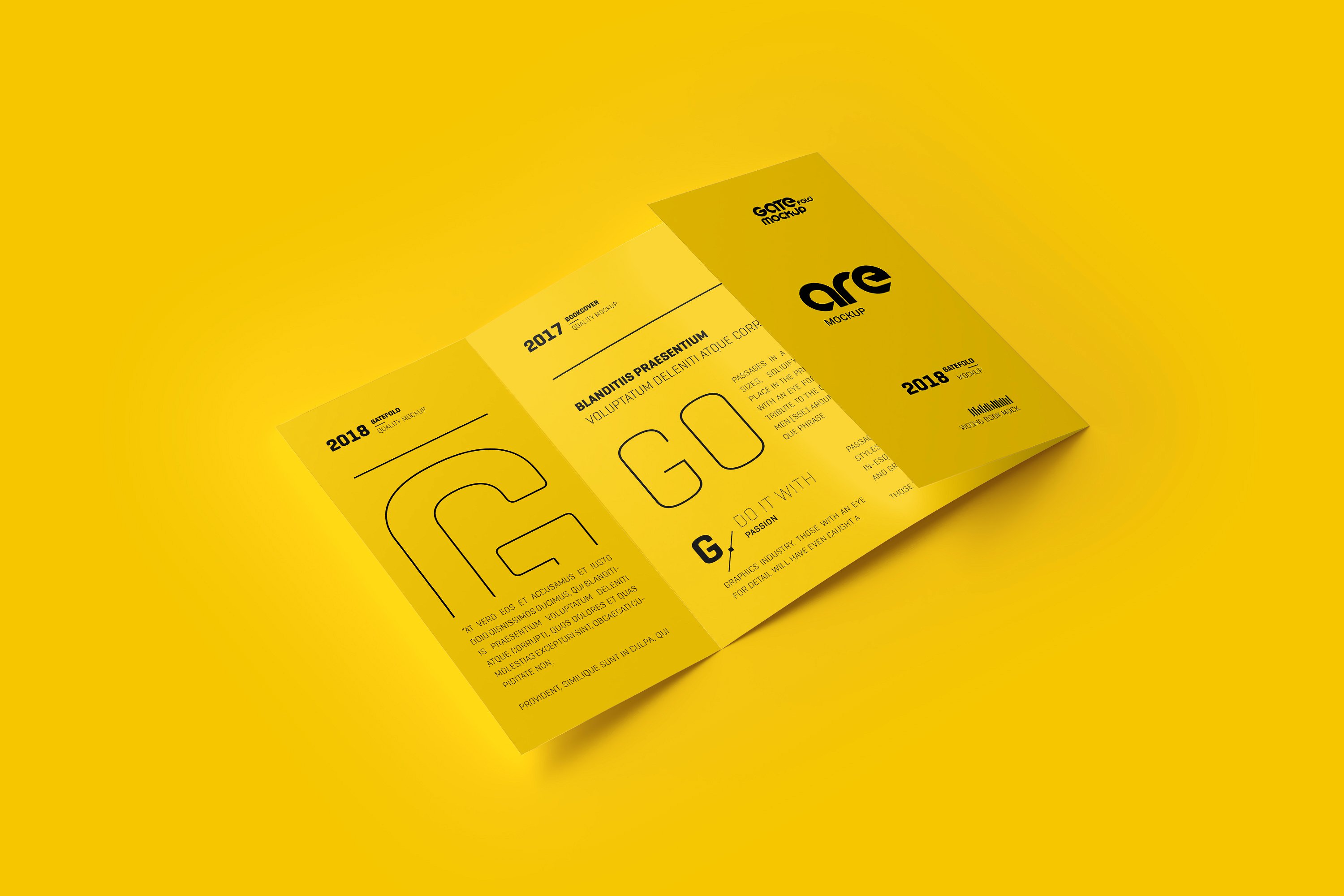 方形折页小册子展示样机下载 Square Gatefold Brochure Mockup-[psd]插图(5)