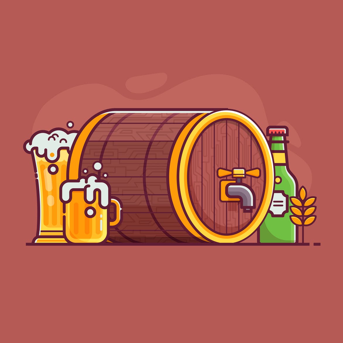 十月啤酒节场景及卡片矢量设计素材 Octoberfest Beer Festival Scenes and Cards插图(1)