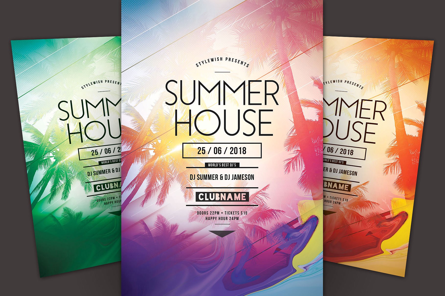 热带沙滩活动海报主题模板 Summer House Flyer Template插图