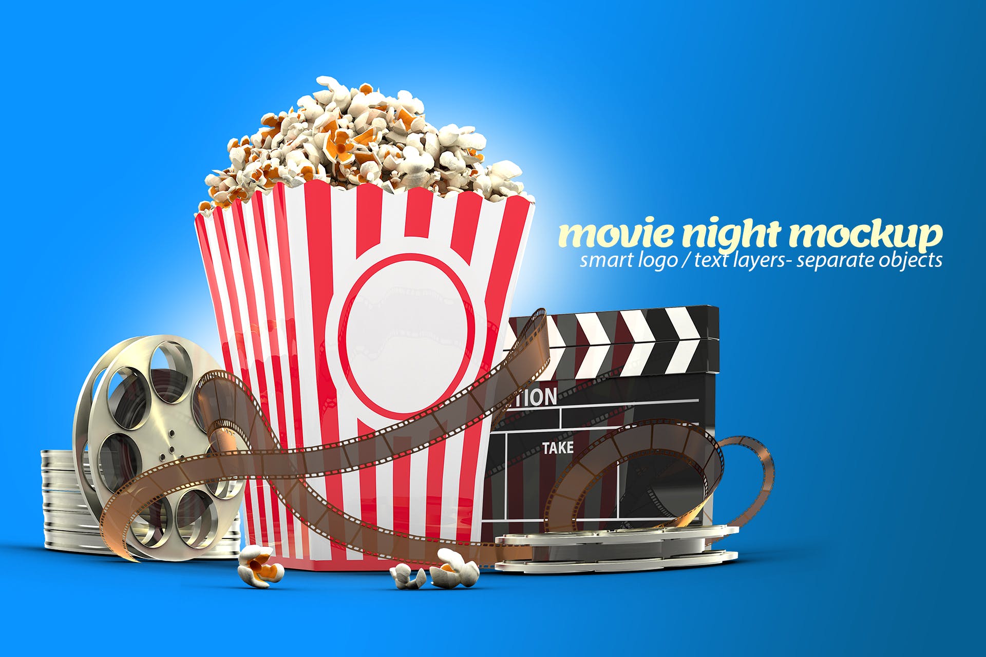 电影之夜爆米花电影院场景样机模板 Movie Night Mockup插图