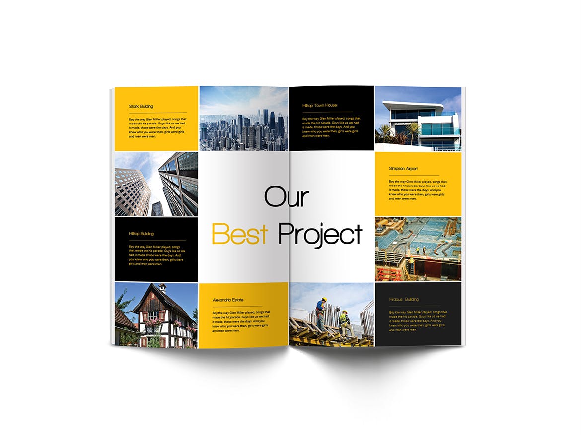 高品质的简约多用途A4尺寸房地产建筑施工楼书画册宣传册杂志设计模板（indd）插图4