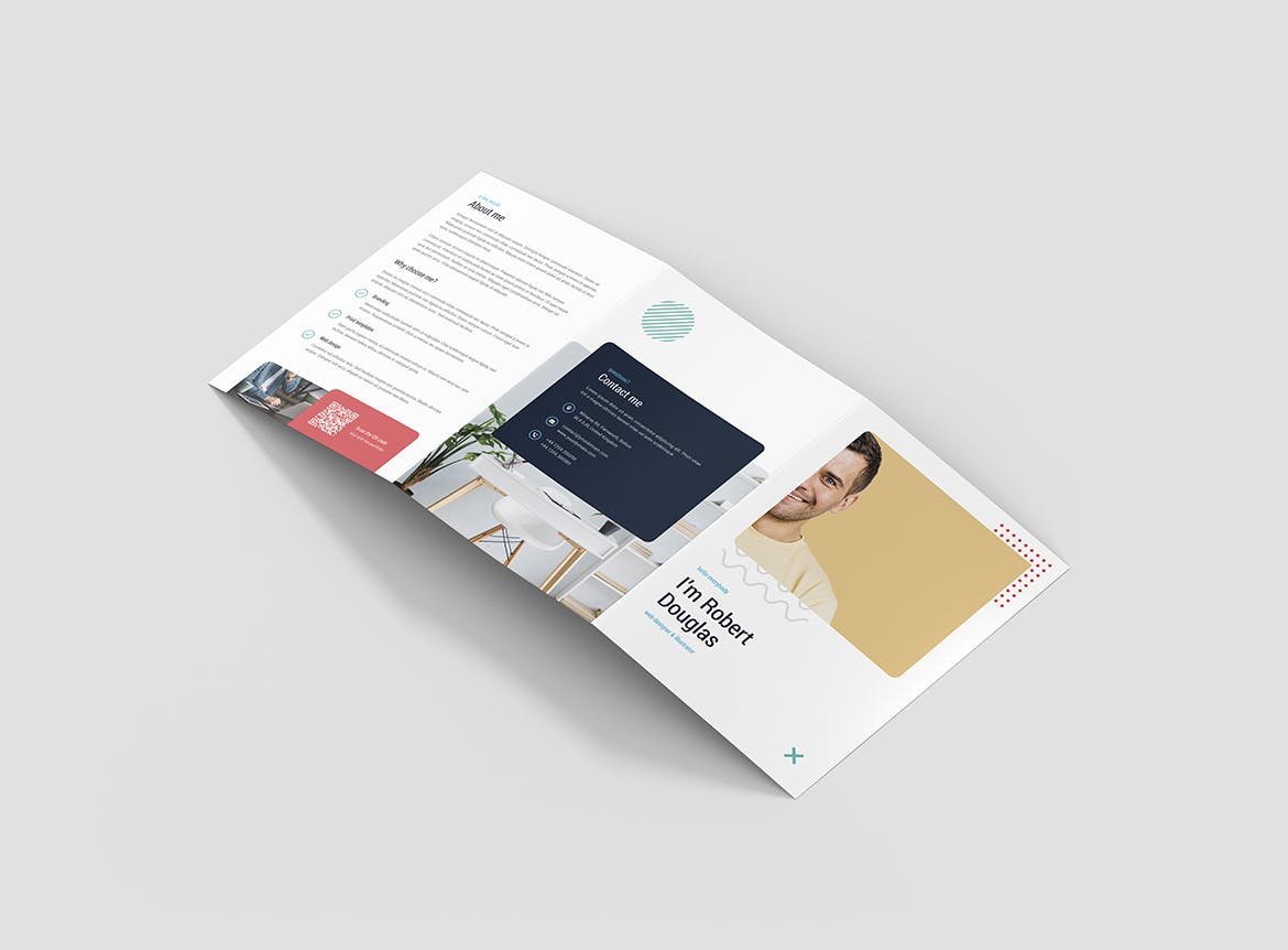 A5尺寸大小三折页个人简历彩页设计模板 Brochure – Resume Tri-Fold A5插图2