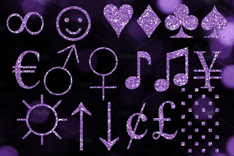 紫色闪光字母剪贴画 Purple Glitter Alphabet Clip Art插图3
