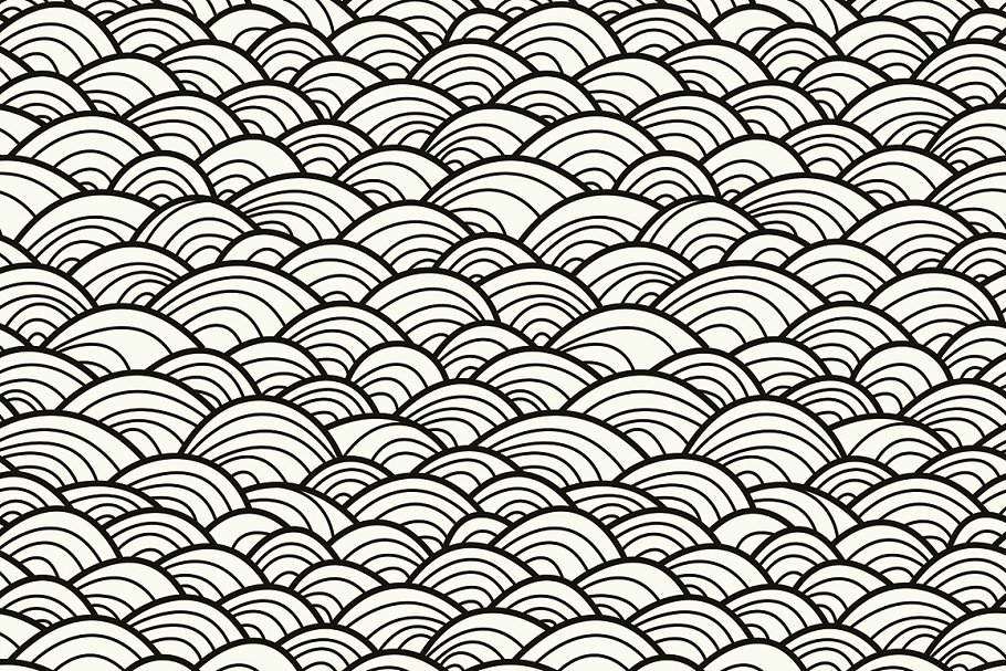 手绘涂鸦无缝线条重叠图案 Hand drawn Doodles Seamless Patterns插图(6)