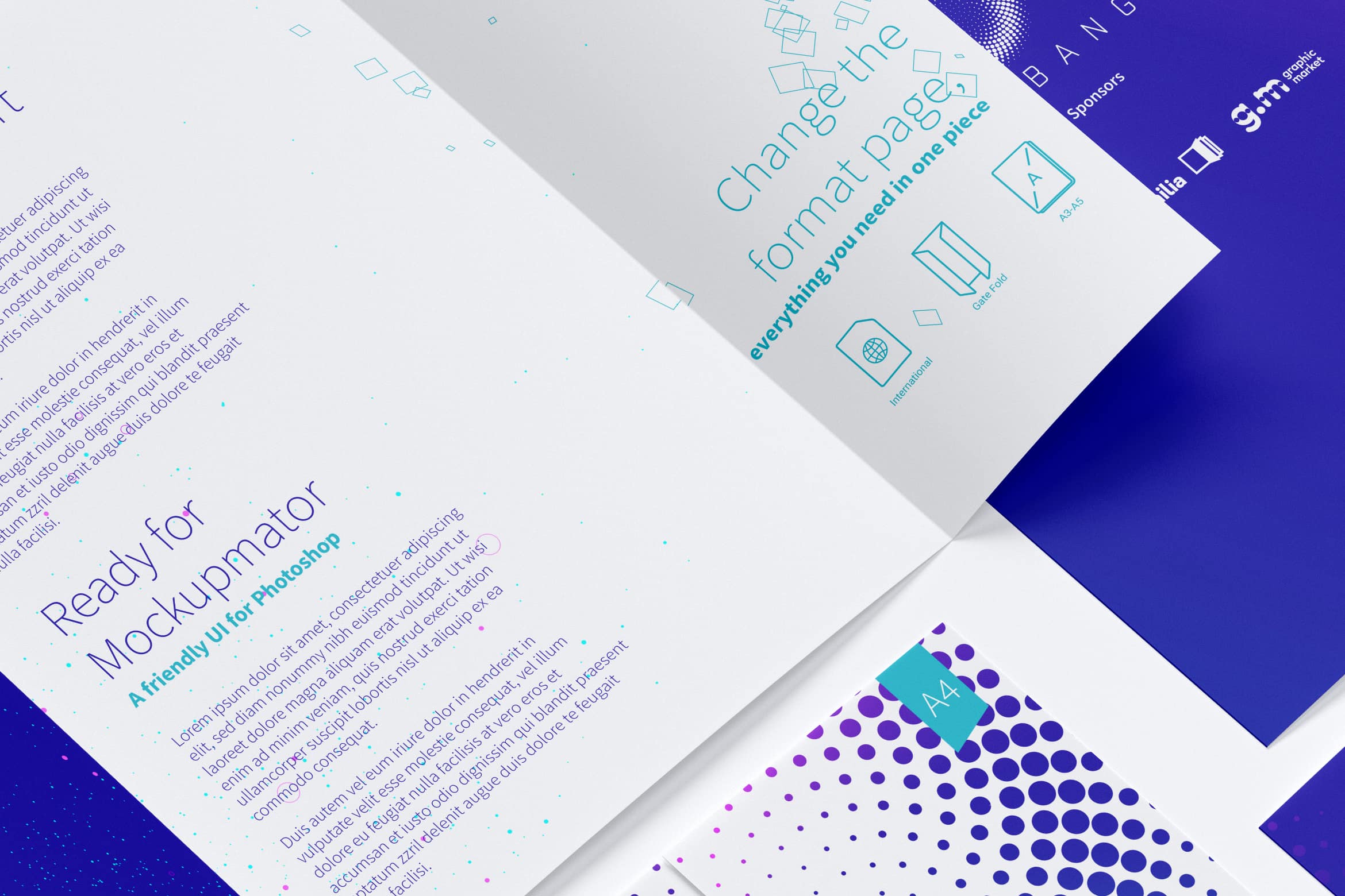 A4大小对折宣传单设计样机06 A4 Gate Fold Brochure Mockup 06插图2