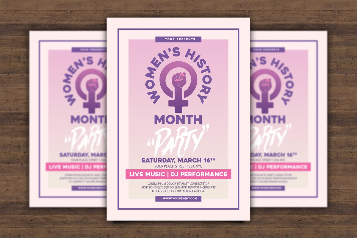 女权主义运动主题传单设计模板 Women’s History Month Flyer插图