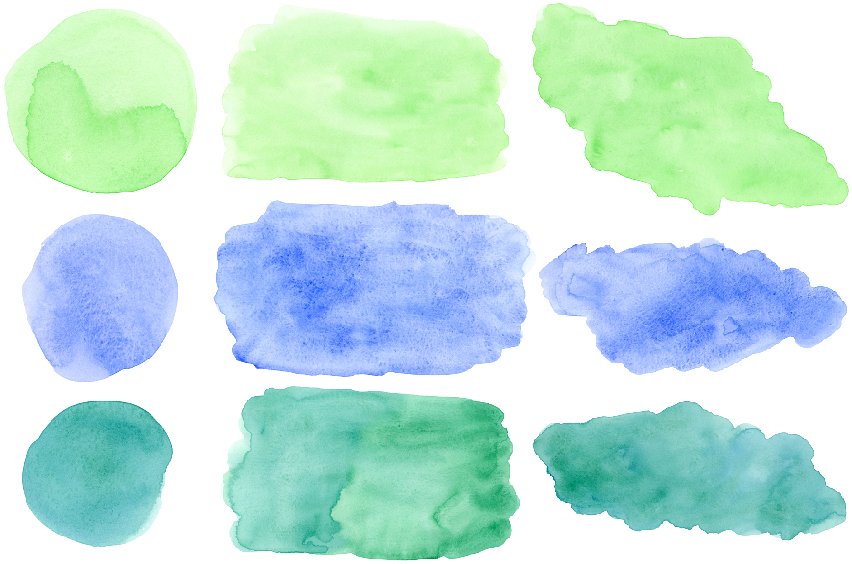 淡色不规则水彩晕染散开图案 Watercolor pastel color shapes插图(2)
