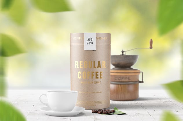 茶叶/咖啡豆纸筒外观包装样机模板 Paper Tube Coffee Package Mock Up插图(2)