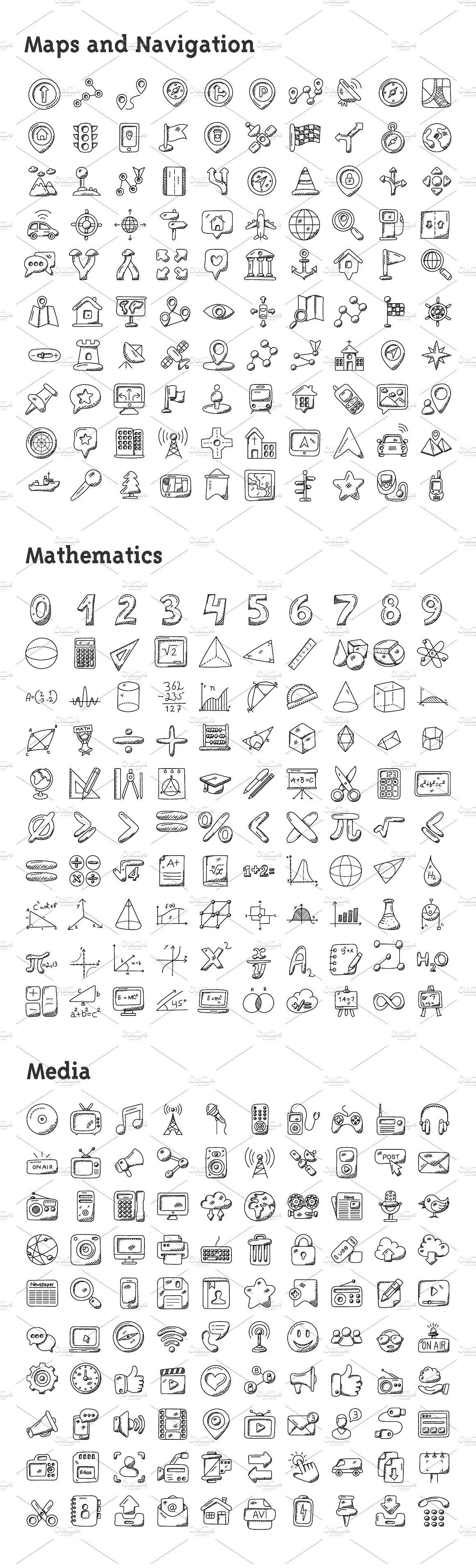 4074枚纯手工绘制涂鸦图标合集 4074 Hand Drawn Doodle Icons插图(7)