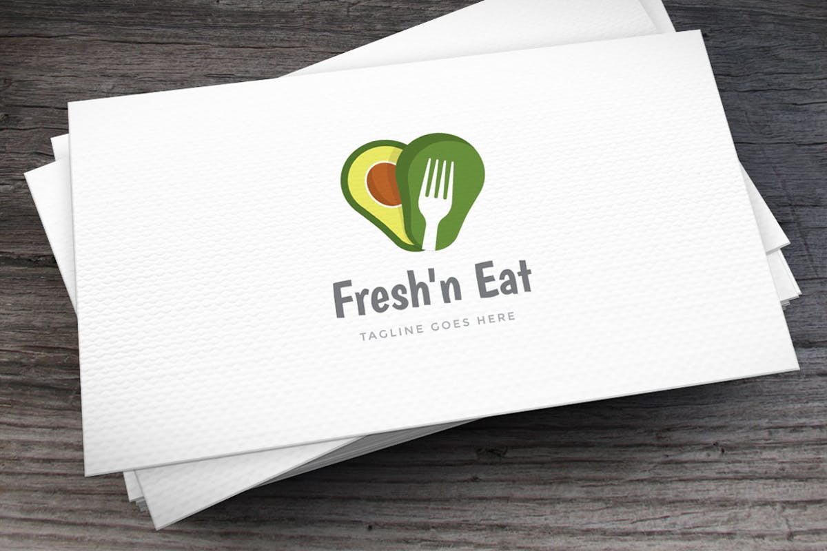 绿色食品餐饮品牌Logo设计模板 Fresh Avocado Logo Template插图