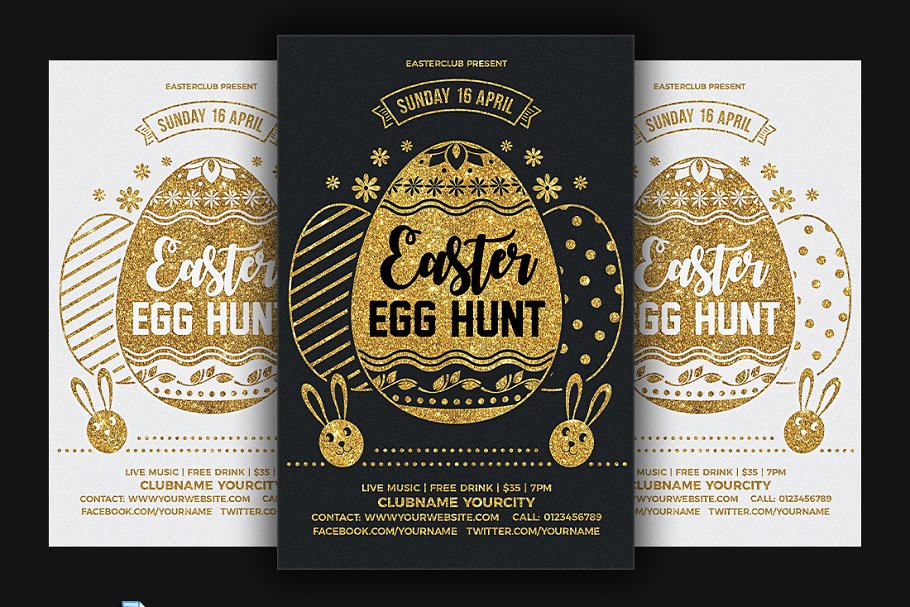 复活节寻蛋活动海报宣传传单模板 Easter Egg Hunt Flyer插图