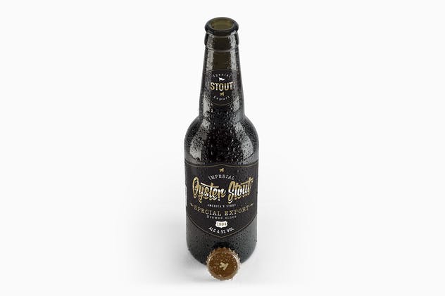 黑色啤酒瓶外观样机 Beer Black Bottle Mockup插图(7)