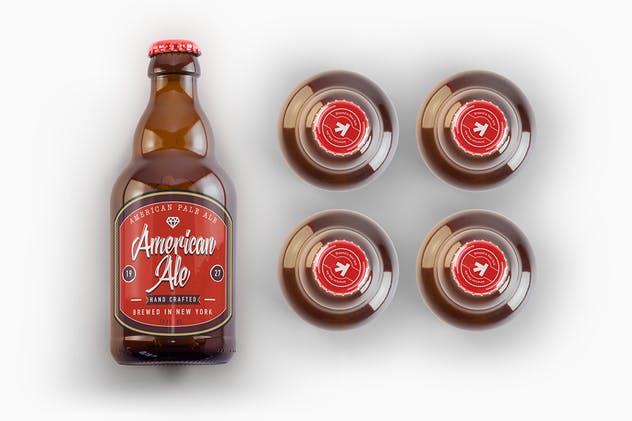 啤酒琥珀瓶啤酒瓶样机 Steinie Beer Amber Bottle Mockup插图(8)