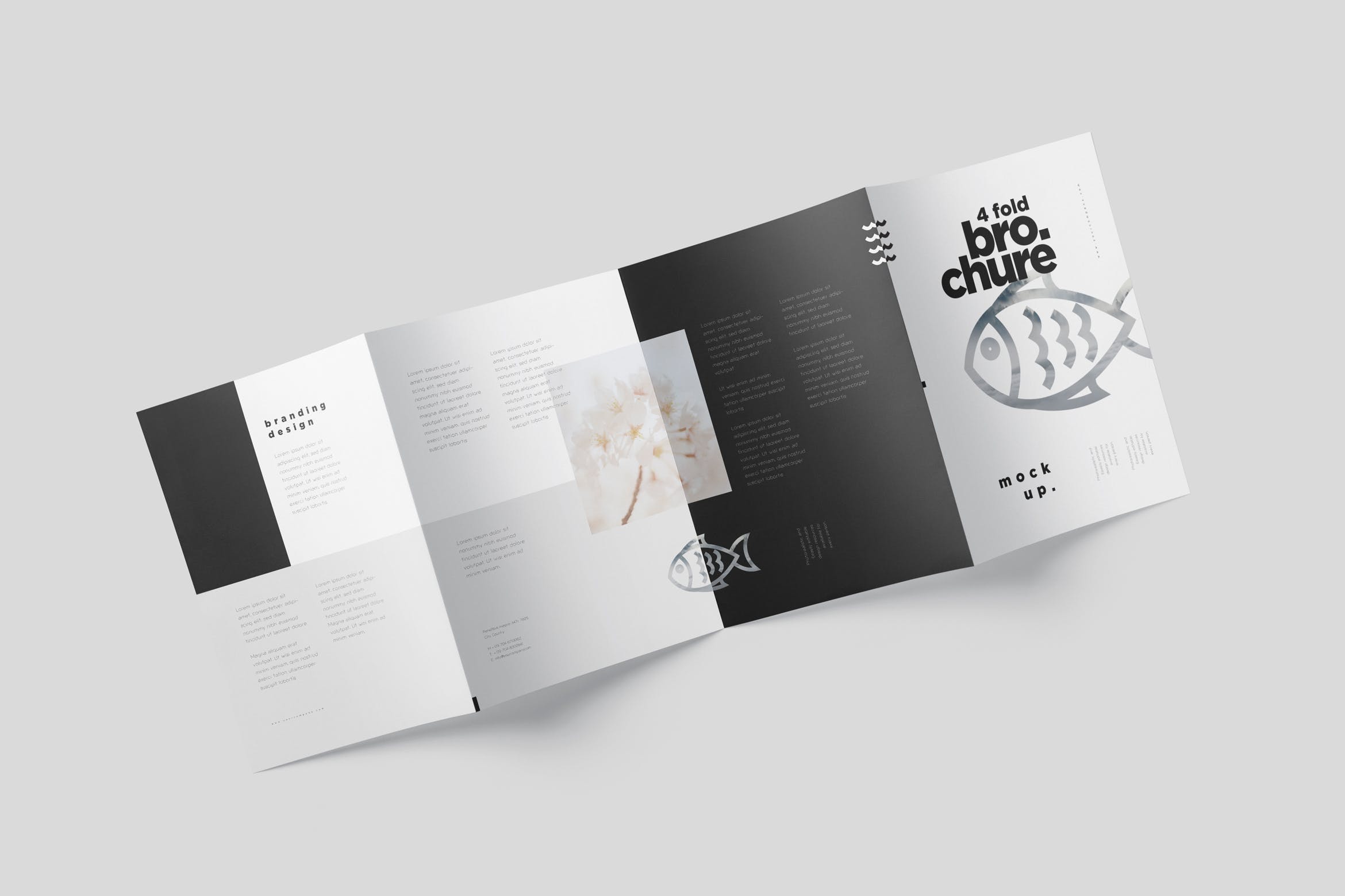 多尺寸四折页宣传册印刷效果图样机素材模板4 Fold Brochure Mockup Set Din A5 A6 第一素材网