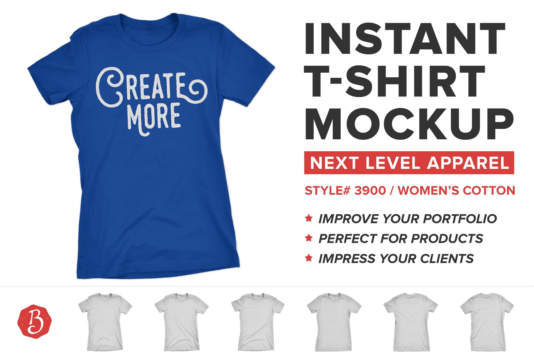 男装T恤样机模板 Next Level 3900 T-Shirt Mockups插图