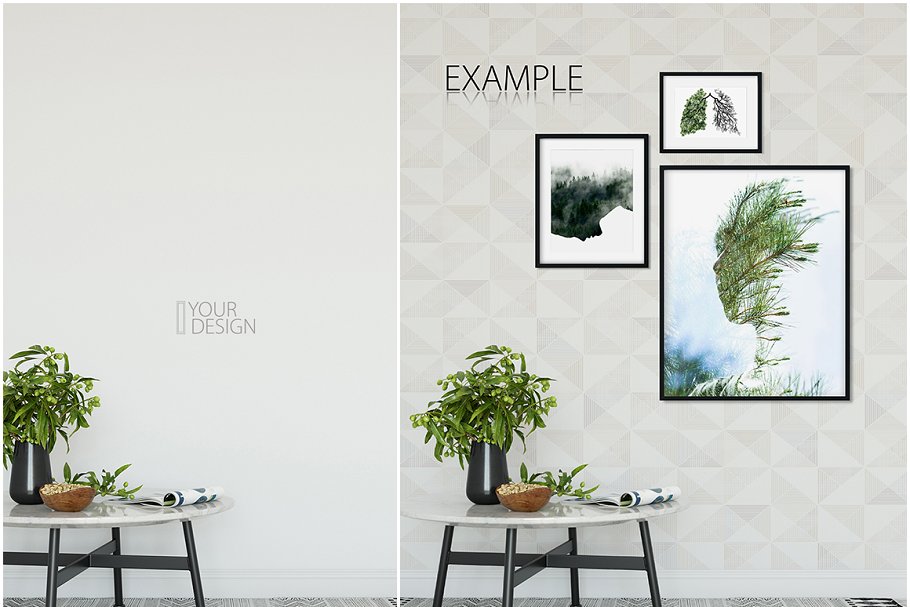 家居室内墙纸&相框画框样机模板 Interior Wall & Frames Mockup – 4插图18