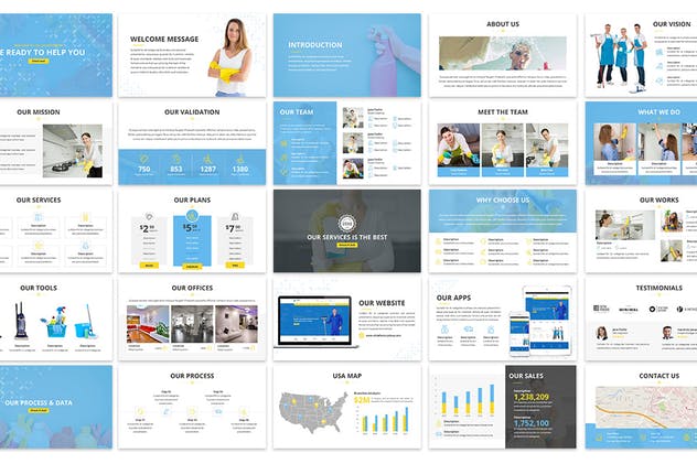 上门保洁服务方案PPT幻灯片模板 Cleaning Service – Powerpoint Template插图(1)