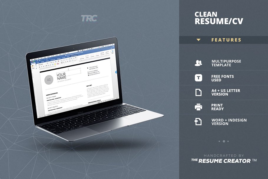 超简洁个人求职简历模板素材下载v7 Clean Resume/Cv Template Volume 7插图(2)