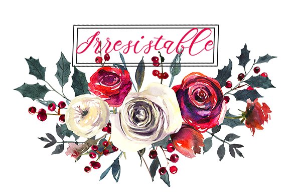 红色玫瑰花水彩剪贴画 Red Roses Watercolor Clipart Set插图(8)
