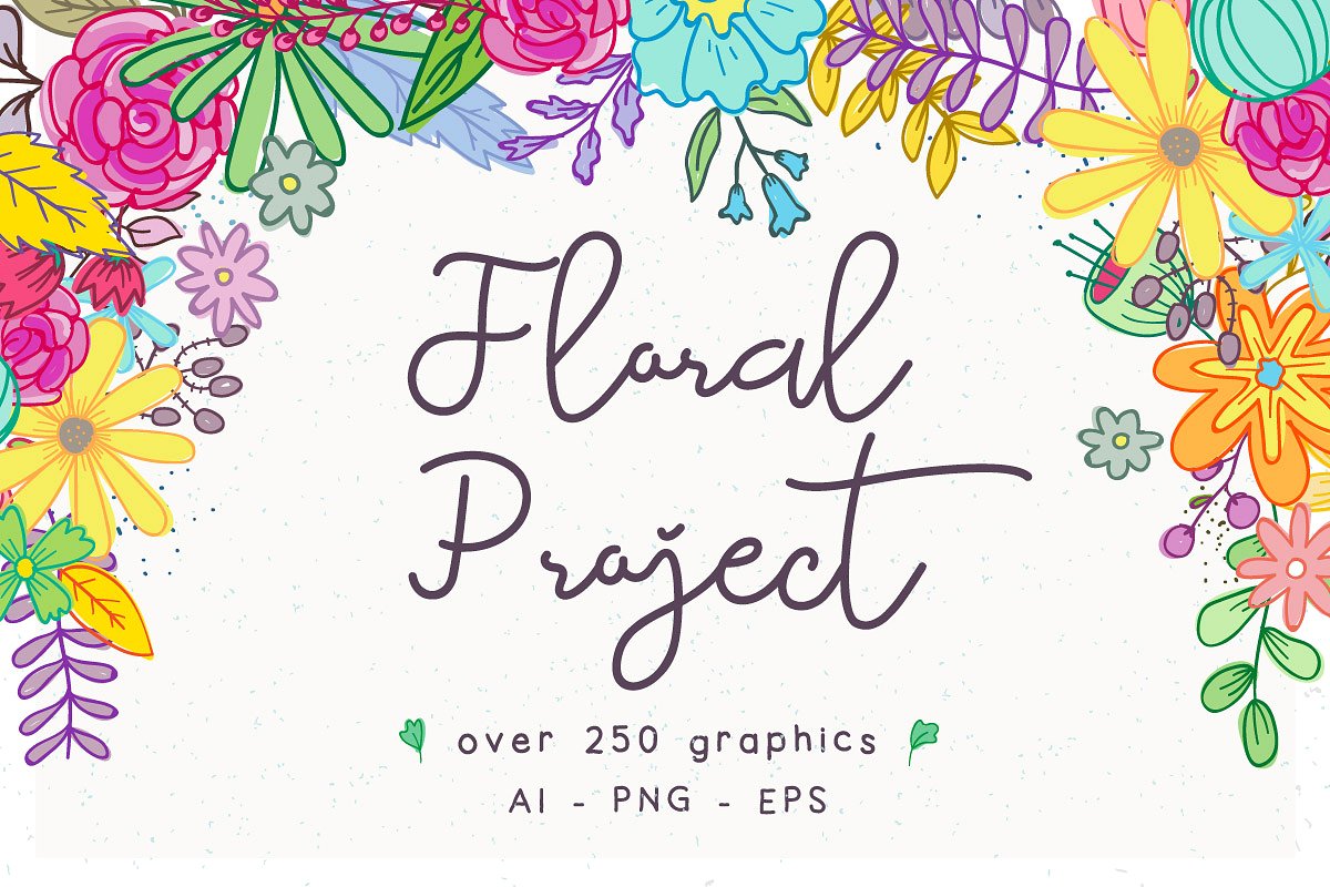 设计素材盛宴：98款字体+520个独立矢量图形+270款花卉元素 FontGrap – Font & Graphic Bundle插图6