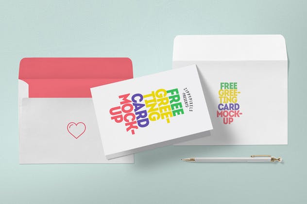 多用途祝福贺卡样机模板 Multipurpose Greeting Card Mockups插图(3)