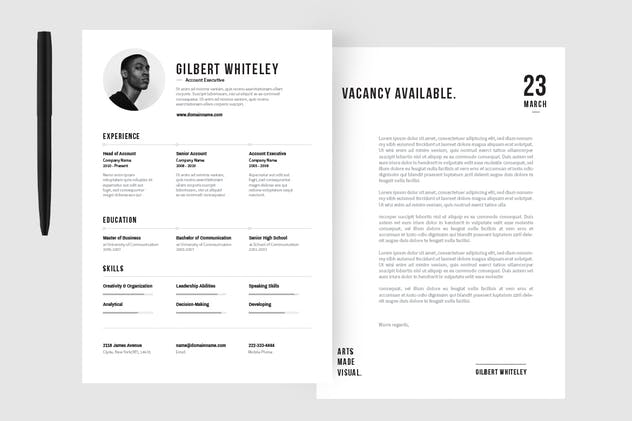 极简创意个人简历设计模板 Creative Resume & CV Template插图3