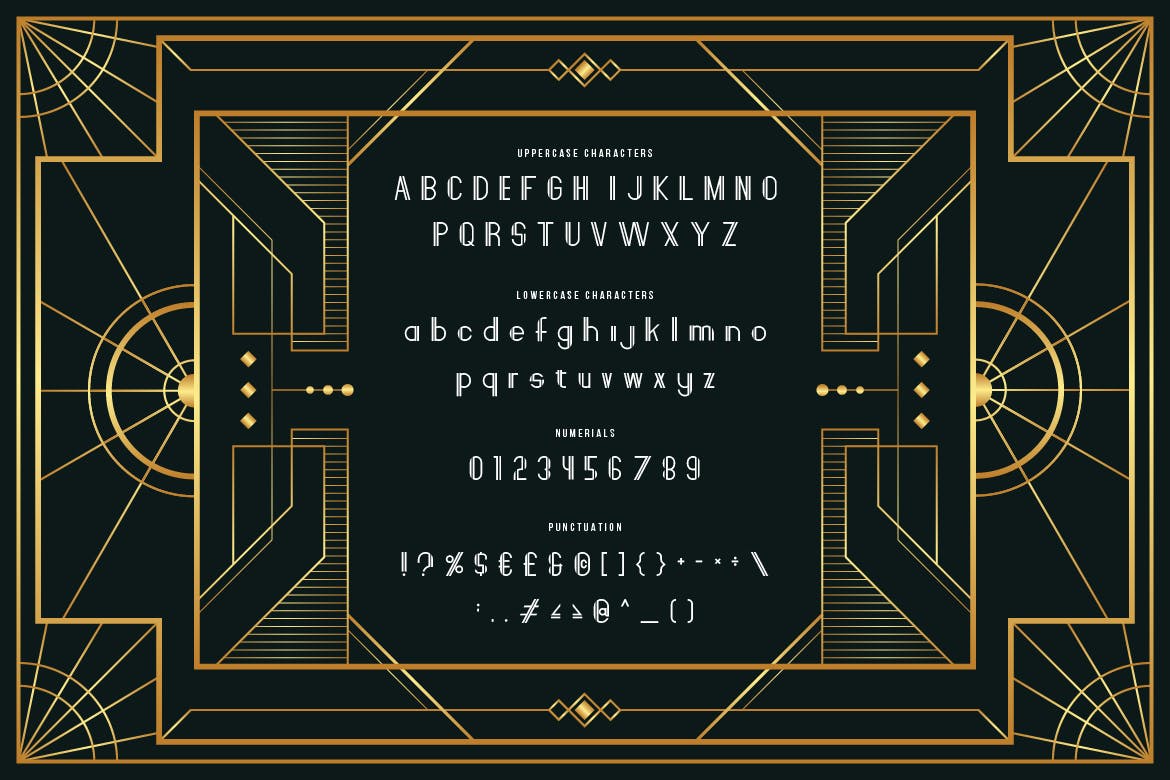 复古几何风格装饰艺术设计字体 Bridge Line – Art Deco Display Typeface插图1