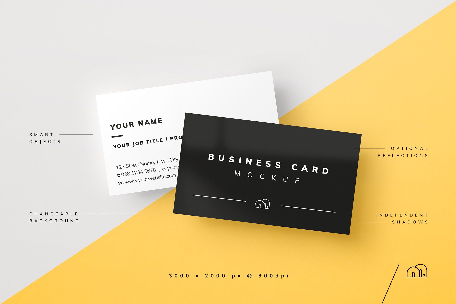 多角度多样式名片样机模板 Business Card Mockup插图(1)