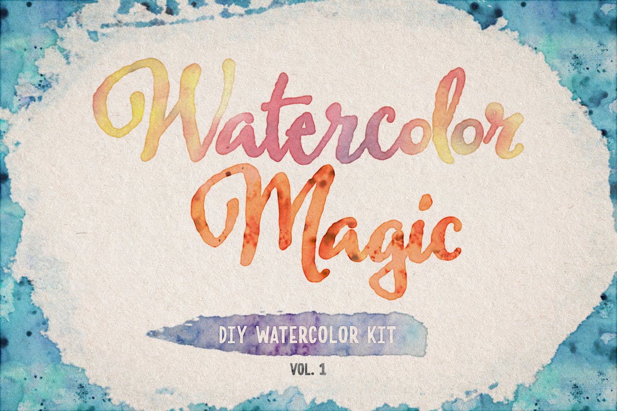 DIY水彩插画设计工具包v1（样式/PS笔刷/纹理） Watercolor Magic Volume 1插图