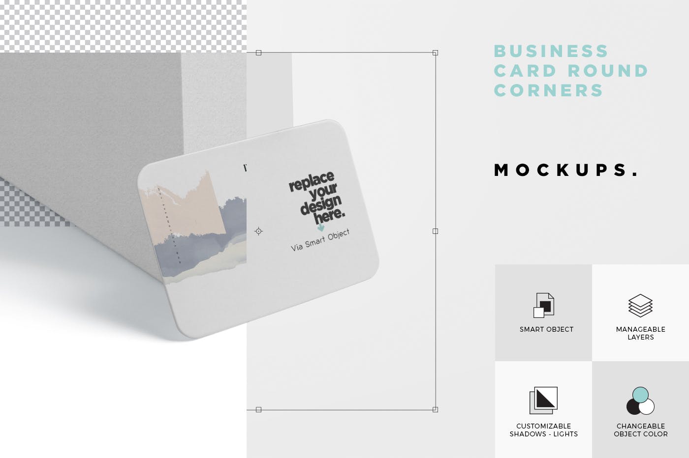 圆角名片设计桌面摆放效果图样机模板 Business Card Mockup Round Corners插图(5)