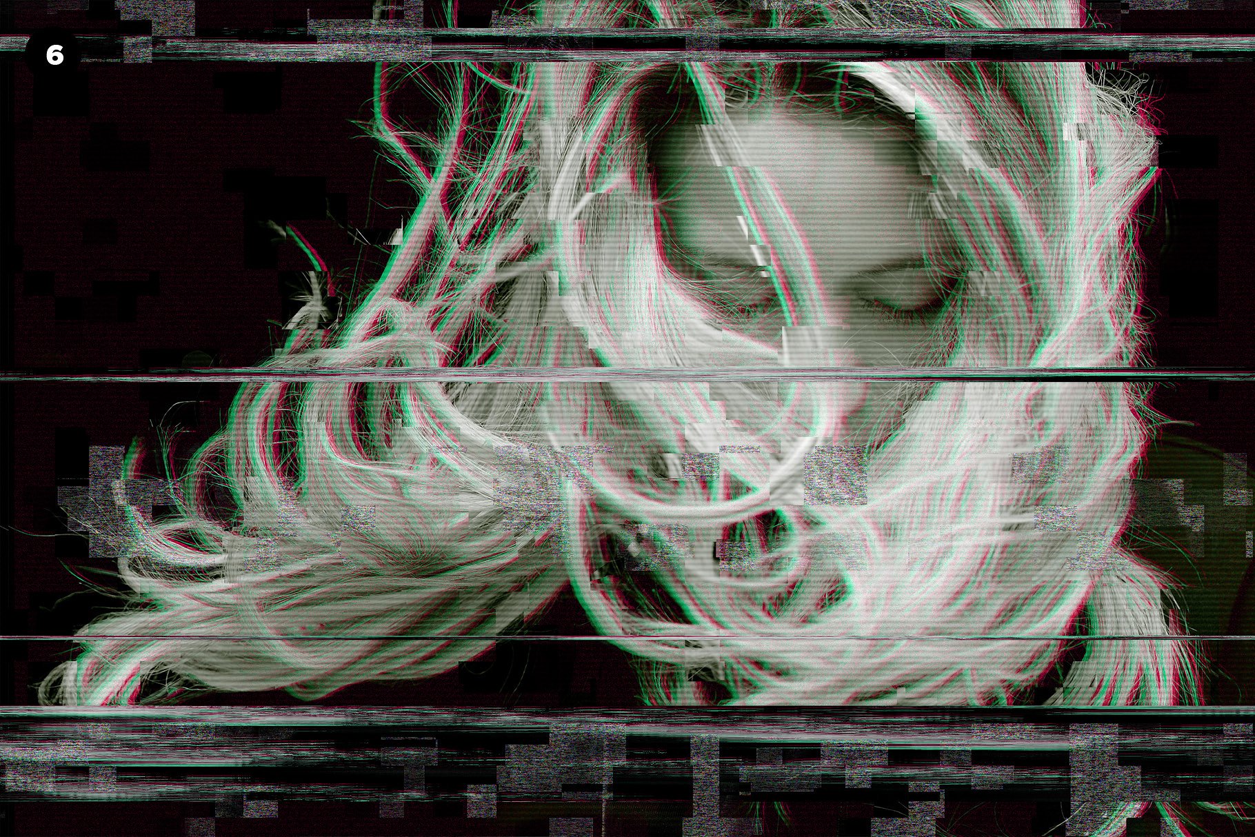 录像毛刺信号故障照片效果处理PS动作 VHS Glitch Effects for Photoshop插图(6)