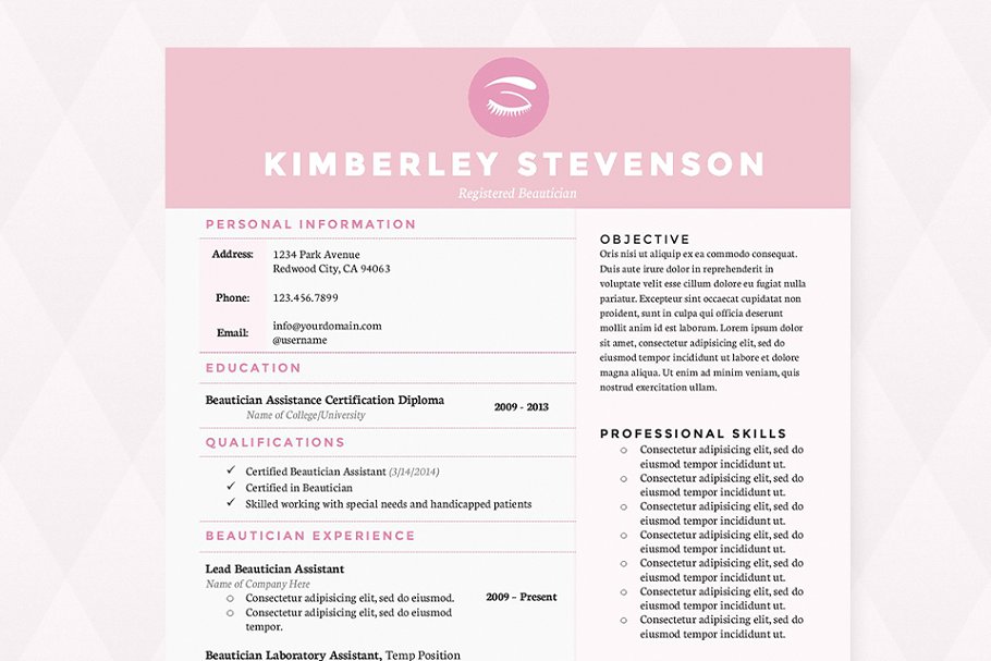 美容化妆行业简历&介绍信模板 Crisp Pink Resume, Cover Letter Pkg.插图2