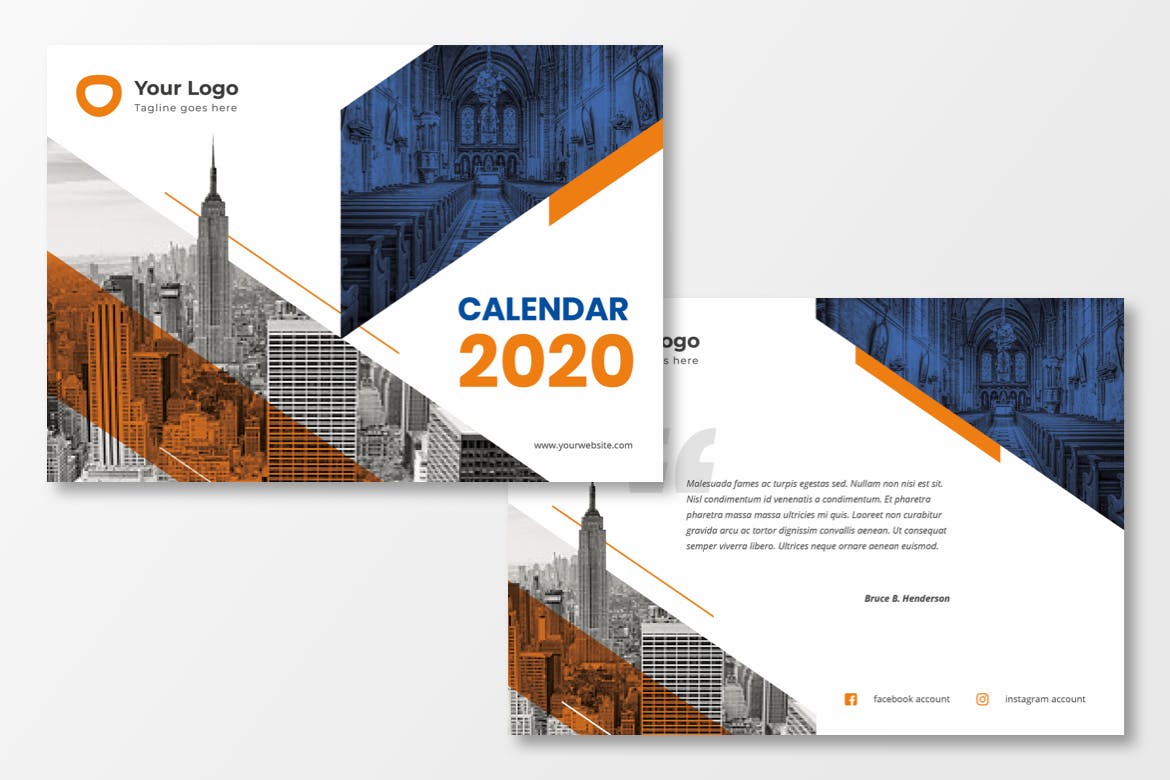 2020年企业定制设计活页年历日历设计模板 Business Calendar 2020插图2