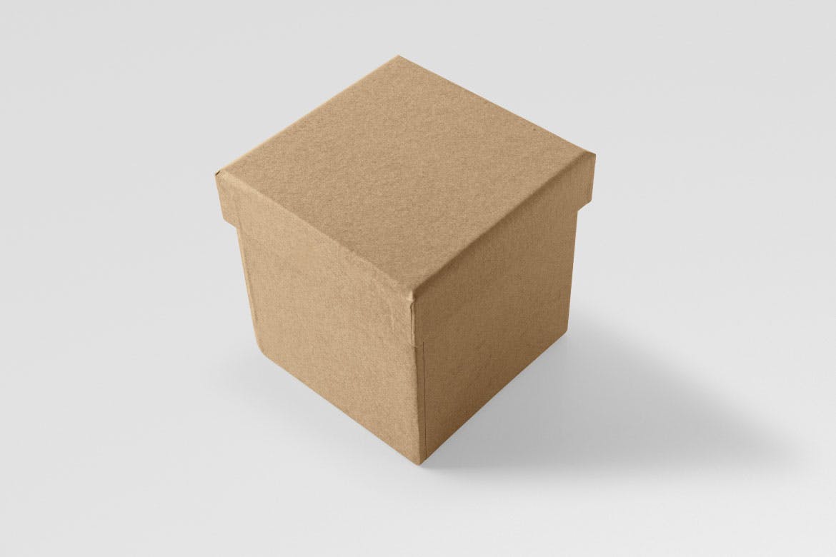 牛皮纸方盒快递纸箱设计效果图样机 Kraft Cube Box插图(6)