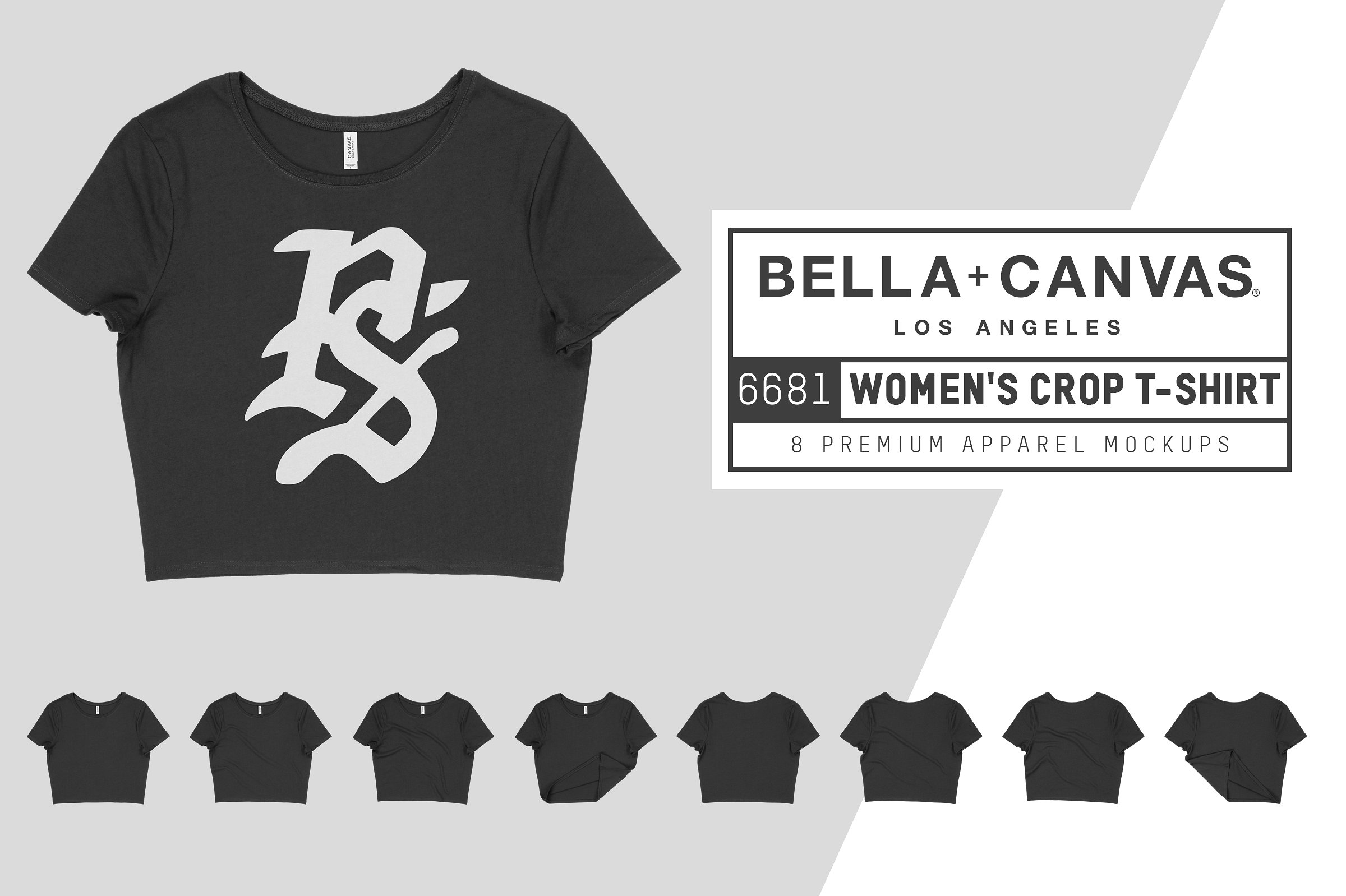 超短款女士T恤服装样机 Bella Canvas 6681 Women’s Crop Tee插图