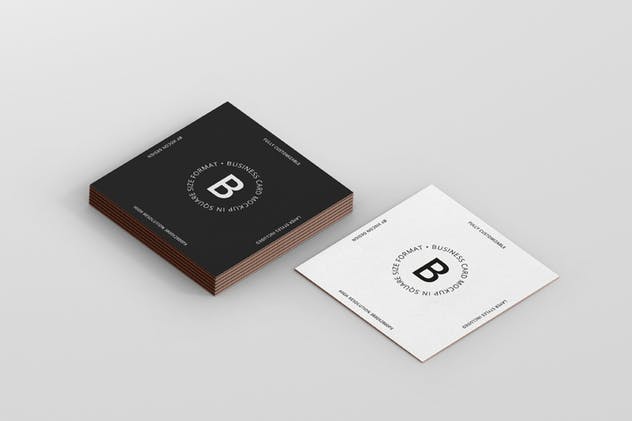 方形高级企业品牌名片样机 Business Card Mockup Square Format插图(7)